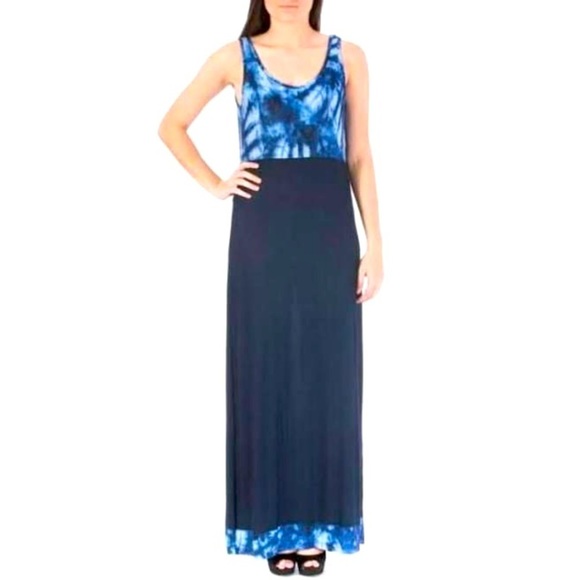 Ellen Tracy Sleeveless Print Maxi Dress Small Blue - Picture 1 of 4